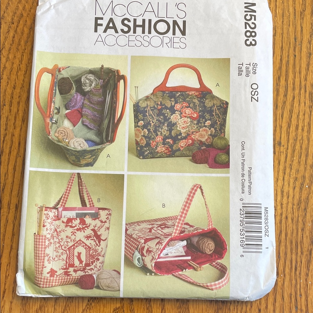 McCalls Handbag pattern with handles